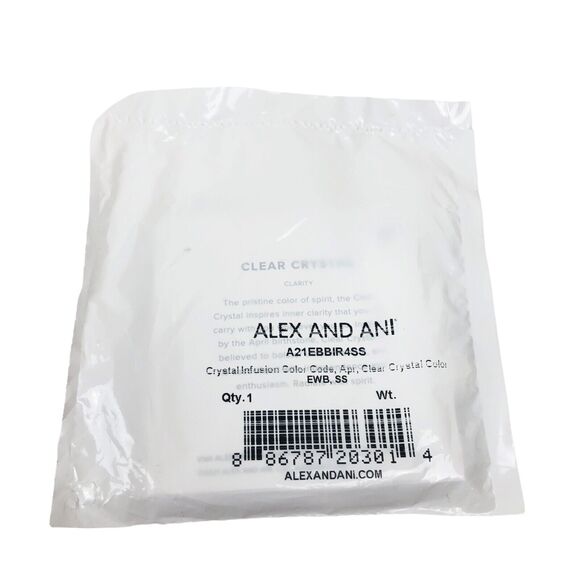 NEW Alex and Ani Birthstone Bracelet Bangle April Clear Crystal Charms Silver - Picture 6 of 6